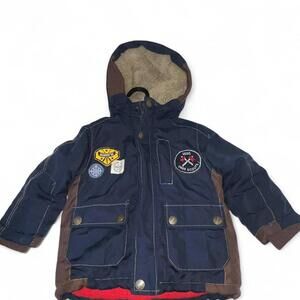 Navy and brown OshKosh B'gosh kids' coat size 2T#kidsouterwear